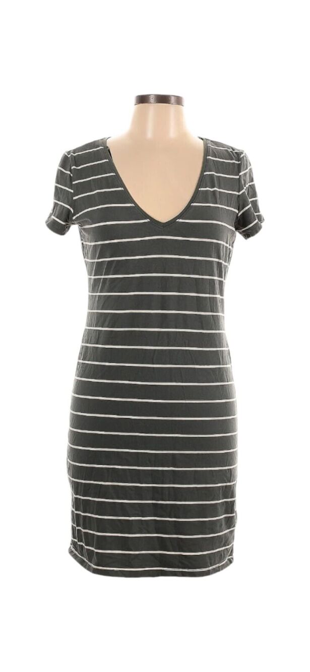 H&M Basic T-Shirt Dress Womens Green White Stripes Size Medium